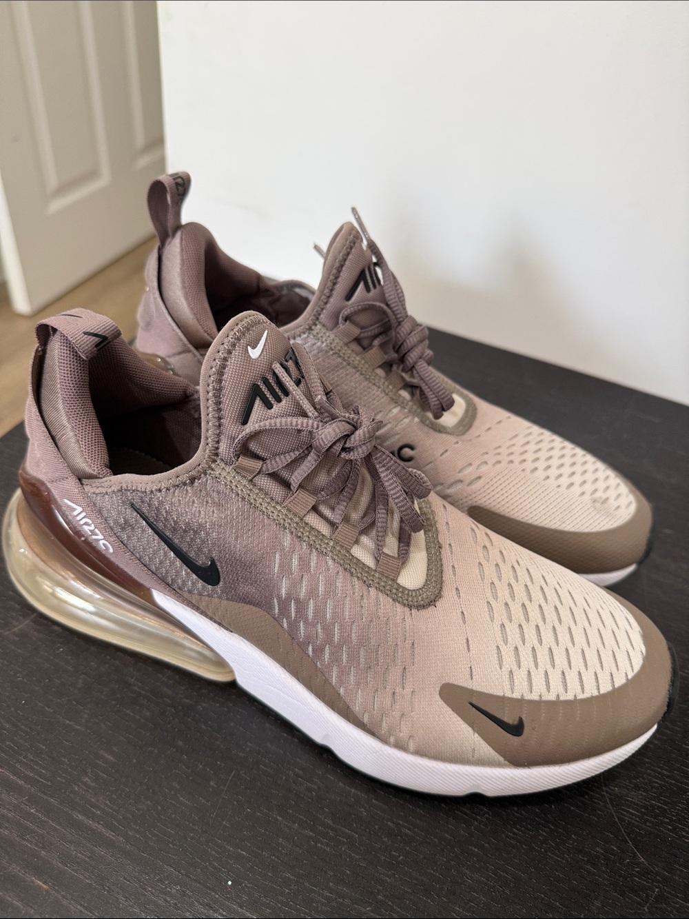 Nike Air Max 270 in Taupe and Brown with Black Swoosh